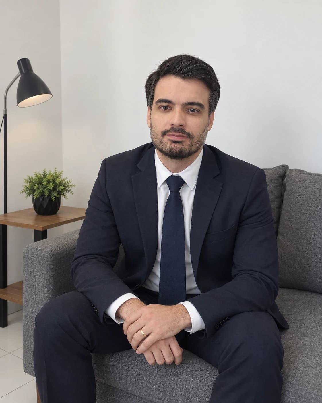 Retrato institucional do advogado Gustavo Queiroz De Ricci em seu escritório